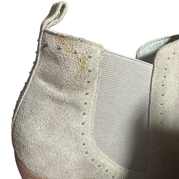 Marc Fisher Beige Suede Studded Pointed Toe Ankle Boots - Picture 10 of 11